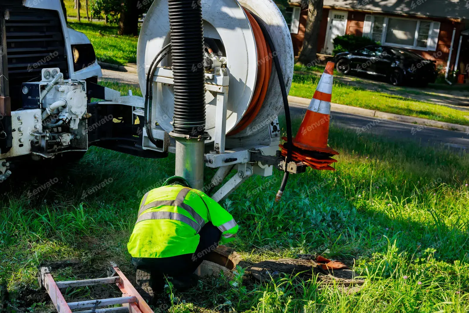 Image Of Worker Maintaining A Sewer system